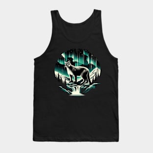 Cougar and Northern Lights - Stunning Landscape Art Tank Top